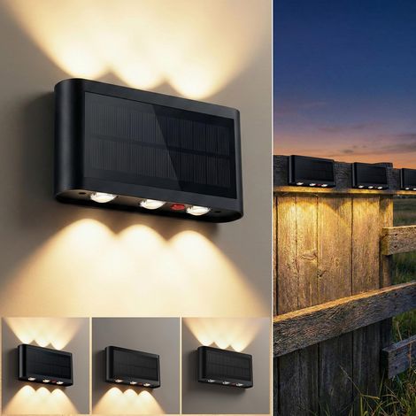 1 Pièce Lampe Solaire Extérieur Avec 6 LED, 2000mAh Lumière Solaire Extérieure IP65 Imperméable Applique Murale Sans Fil 3 Modes Lumière Éclairage Extérieur pour Terrasse Entrée Jardin Garage (1/5)