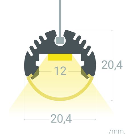Profilo Alluminio a Sospensione Circolare per Striscia LED fino a 11mm Alluminio 2 m Semitrasparente