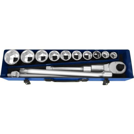 Facom – Douilles hexagonales 3/4' – Lot de 14 pièces – Poignée en T, cliquet et rallonges 200-400 mm – E194682 (1/3)