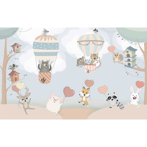 Tableau enfant scène d'animaux dans la forêt - 80x50 cm