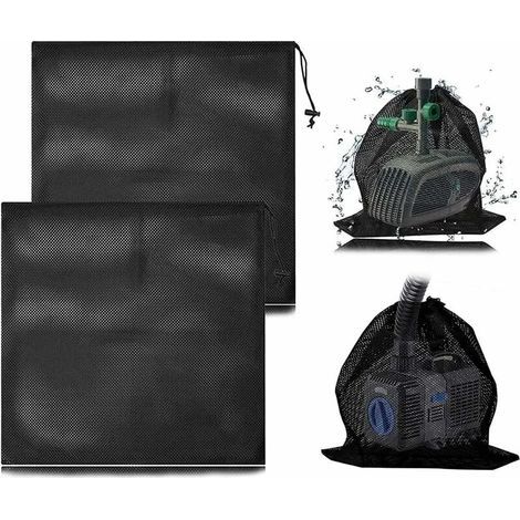 2 Pièces Sac En Filet De Pompe, Sac Filtrant De Pompe à Eau En Maille, Sac De Barrière De Pompe, Sac Protection De Pompe, Avec Cordon De Serrage Pour Filtres Biologiques De Bassin (45 x 45 Cm) (1/5)