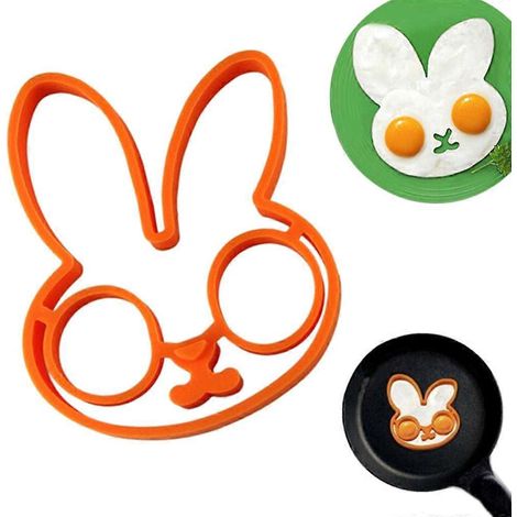 Moule à crêpes en silicone en forme de lapin de Pâques, idéal pour la cuisson des œufs au plat et des petits-déjeuners. Convient pour la poêle, le four et la cuisine. (1/4)