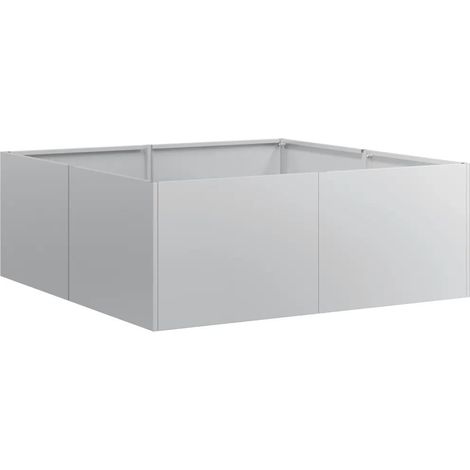 Jardinière carré 80 x 80 x 30 cm pour jardin ou balcon design moderne robuste en acier galvanisé (1/5)