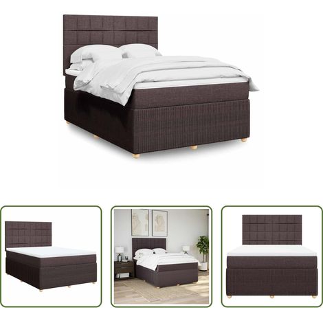 vidaXL Matelas à ressorts ensachés - Sommier à lattes de lit avec matelas Marron foncé 140x190 cm (1/5)