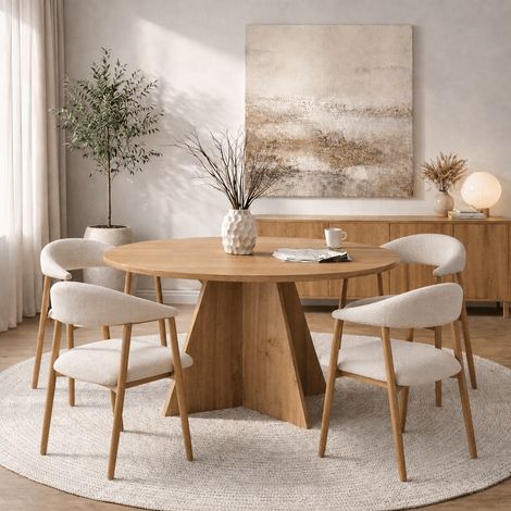 Runder Esstisch Eiche Melamin - 120 cm - Mary
