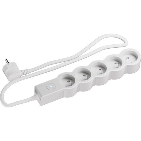 Rallonge multiprise 5x2P+T avec Interrupteur Lumineux on/off, 1,5M, Blanc (1/2)