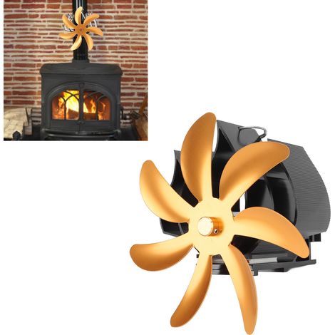 Ventilateur de cheminée, ventilateur thermique, poêle à pétrole, poêle à bois, ventilateur thermique auto-générateur, doré (1/5)