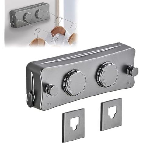 Corde à Linge Rétractable 5.1m, Acier Inoxydable Fil a Linge Extérieur Retractable, Fil a Ligne Retractable Murale, Fil Linge Extensible Réglable pour Balcon Intérieur Cuisine Salle de Bain (1/5)