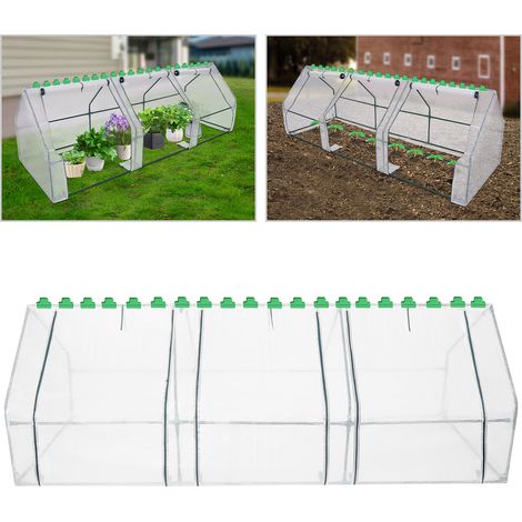 Mini Greenhouse for Outdoor, Small Greenhouses for Outdoors Balcony with 3 Roll up Zipper Door for Protecting Plant (PE, 36"x 8"x 7") (1/5)