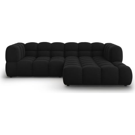 Canapé d'angle droit modulable 3 places en velours noir (1/5)