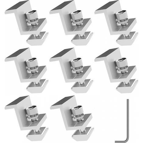 Solar panel clamp - Z-shaped clamp with hex key - Solar panel mounting - 35 mm - Silver - 8 pieces (1/5)