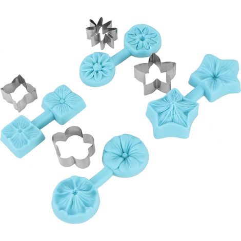 Lot de 4 moules à fondant et chocolat en silicone, ustensiles de cuisine avec emporte-pièce (1/5)