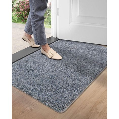 Indoor Entrance Mat, Non-Slip Door Mat Sweet Machine washable Ultra Absorbent and Resistant Indoor or Outdoor Front Door Mat - 60 x 90cm, Grey/Blue Blue/Black 50le. (1/5)