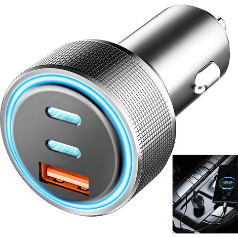 Kfz-Ladeadapter, 67W Zigarettenanzünder-Typ USB-C Kfz-Ladegerät, kompatibel mit Tepow PD und QC3.0 Kfz-Ladegeräten, USB-C Kfz-Ladeadapter für schnelles Laden.
