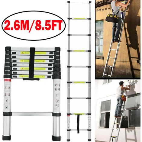 Aluminium Folding Telescopic Ladder 2.6m 9 Steps Ladder Multi-Purpose Multi-Function Extendable Ladder EN131 (1/4)