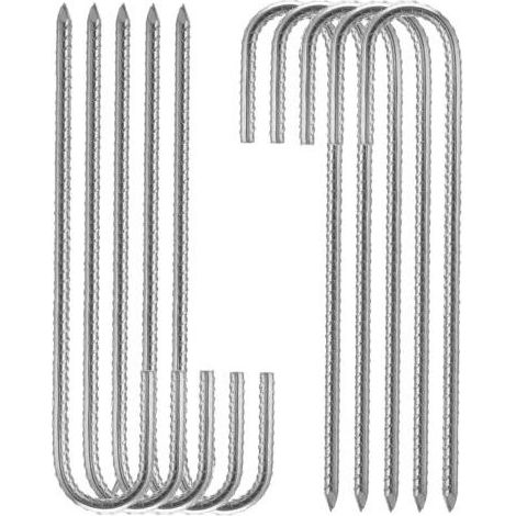Lot de 10 Piquets de Tente en Acier Galvanisé, 30CM Sardines Piquet Jardin 8 mm d'épaisseur, Piquets de Sol d'agrafes de Jardin pour Tentes, Auvents, Pavillons, Trampoline, Poulailler (1/5)