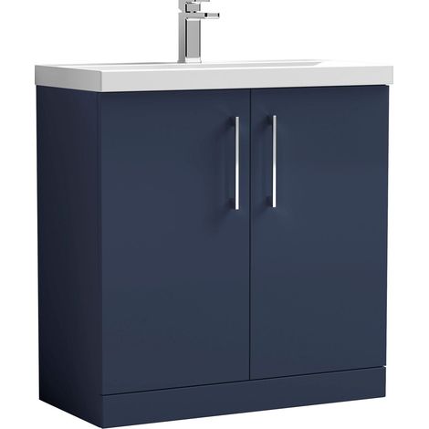 Balterley Floor Standing 2 Soft Close Door & Bathroom Vanity Unit Basin, Midnight Blue, 800mm