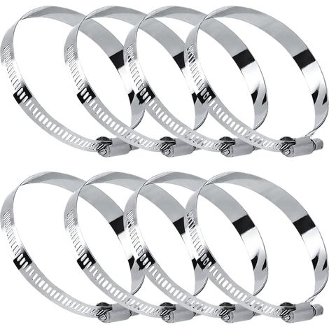 Confezione da 10 fascette stringitubo regolabili in acciaio inox - Per auto, industria e giardino - Fascette stringitubo in acciaio inox per collegare e fissare tubi e condotti (91-114 mm) (1/5)