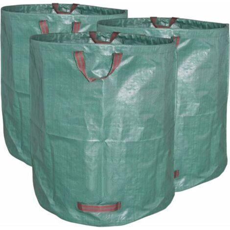 Sacchi per rifiuti da giardino extra-large – Confezione da 3 sacchi resistenti in polipropilene, 272 L ciascuno, ideali per foglie, rami e rifiuti verdi – Conformi alle normative UE
