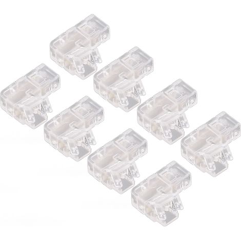 Lot de 8 connecteurs pour ruban LED COB 5 mm à 2 broches, connecteurs transparents en forme de L sans espace, adaptateur d'extension sans soudure