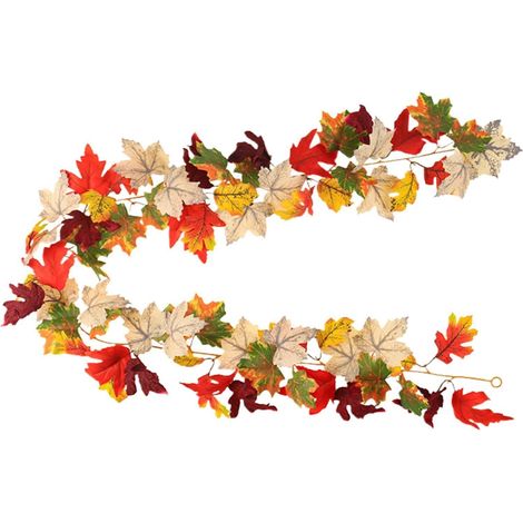 Guirlande Automne Vigne Artificielle Feuilles D'Érable Récolte Thanksgiving Décorations De Guirlande D'Automne Pour Cadre De Porte, Escalier, Rampe, Fenêtre, Table De Salle À Manger (1/5)