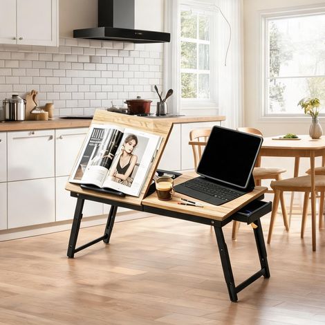 Table basse coloris noir Oak en bambou MDF 83,5 x 33 x 34 cm (1/5)