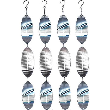 Lot de 4 disques effaroucheurs d'oiseaux en métal brillant, girouettes avec réflecteurs, décoration extérieure pour la maison et le jardin. (1/5)