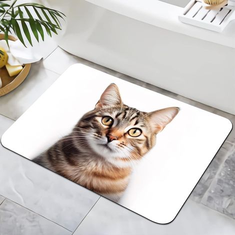 Tapis de bain antidérapant 40 x 60 cm - Lavable - Séchage rapide - Pour douche, baignoire, décoration WC - Chatons 2 (1/5)