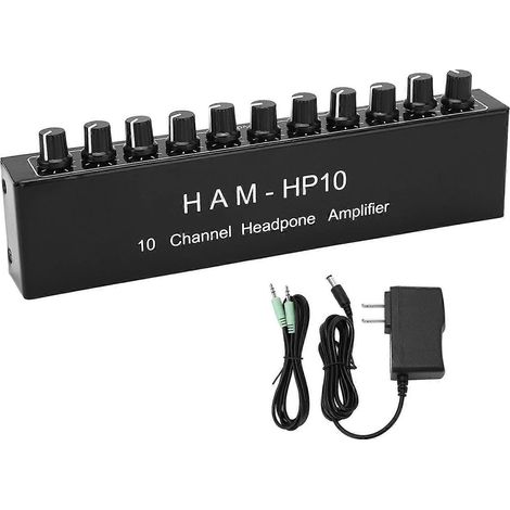 Amplificateur de casque 10 canaux, distributeur audio stéréo, contrôle indépendant, 100–240 V, prise américaine
