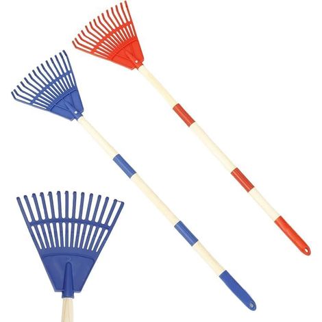 Lot de 2 balais à feuilles pour enfants avec 14 dents et manche de 67 cm (1/5)