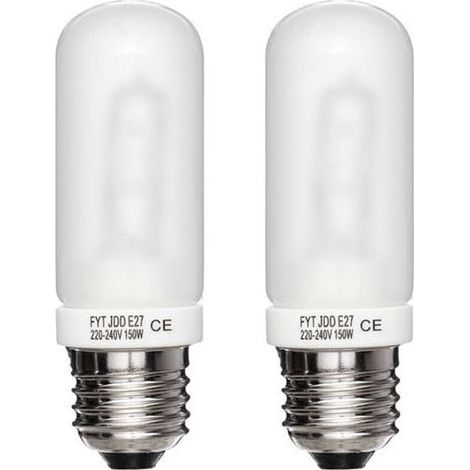 Deux ampoules halogènes dépolies à culot E27, 3700K, 150W 220-240V, adaptées à une utilisation comme ampoules pilotes pour flashs de studio (1/5)
