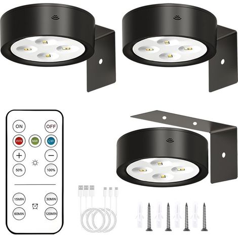 Lot de 3 lampes murales sans fil à batterie télécommande 3 températures tableaux cadres (1/5)