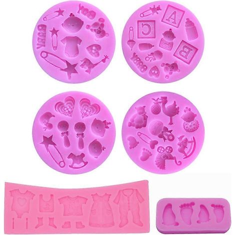 6-teilige Silikon-Fondantform mit niedlichem Babymotiv, DIY-Kuchendekorationswerkzeug, Gummibärchen (1/5)