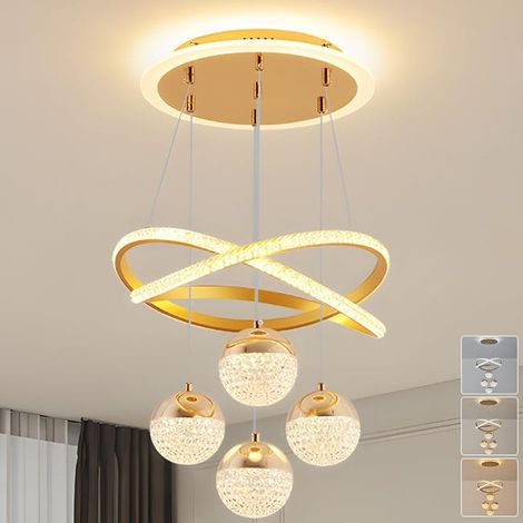 Luxury Modern Landelier,101W LED Pendentif lumière,4 têtes acrylique LED plafonnier lumière,3 températures de couleur, 40 (1/5)