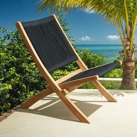 Fauteuil de jardin lounge en corde noir Jala (1/5)