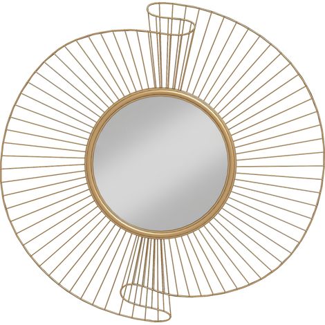 Specchio da Parete Rotondo Ø60 cm con Drappeggio in Metallo e Design Plissettato Oro (1/5)