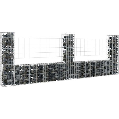 Panier de gabion en forme de U avec 3 poteaux Fer 260x20x100 cm (1/5)
