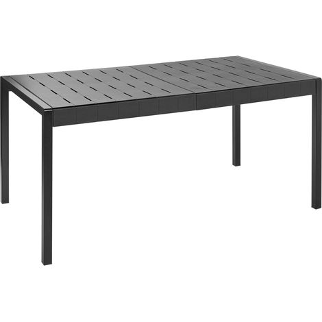Tavolo da giardino Materiale sintetico 6 posti a sedere resistente alle intemperie Patio esterno nero Bartica