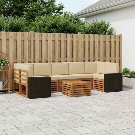 vidaXL Outdoor-Sofagarnitur 8 pcs Natur und Beige Massivholz Akazie (1/5)