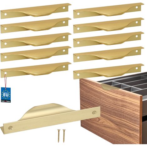 Tiradores para muebles KOTARBAU® Modern Edge de aluminio color oro mate, 128/148 mm, juego de 10 unidades
