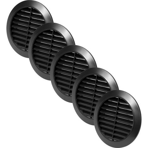 5er-Pack – Lüftungsgitter – Luftauslass – Integrierter Insektenschutz – Optimierte Luftzirkulation – Für Bad und Heizung/Klima/Lüftung – Schwarz – 90 x 90 mm (1/5)