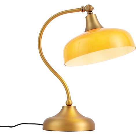 QAZQA Lampada da tavolo classica bronzo con vetro opale arancione