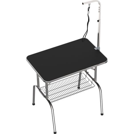 Mesa de peluquería plegable regulable en altura de acero inoxidable negro 90 x 60 x 75 cm (1/5)