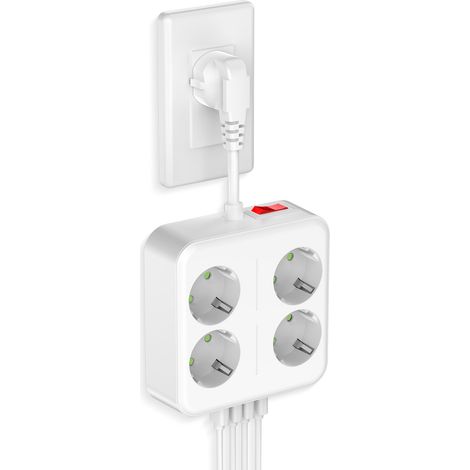 Multiprise Murale Norme EU 4 Prises AC + 1 USB-C + 3 USB-A, Câble Court, Protection Surtension/Surcharge (1/4)