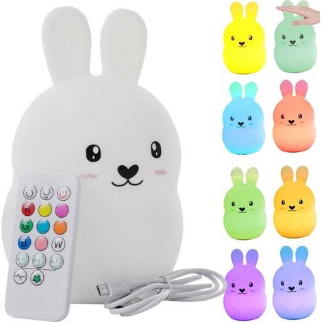 Filiyano-Veilleuse lapin en peluche / Couleurs RGB changeantes - Silicone - 18,5 cmMGF (1/5)