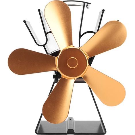 Ventilateur de cheminée à 5 pales, Base trapézoïdale, poêle thermoélectrique thermique pour poêles à kérosène, bois or (1/5)