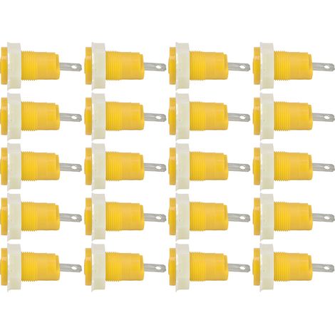 Lot de 20 bornes de raccordement à douille banane en laiton, sécurisées pour le soudage, avec mise à la terre, 4 mm, 402 1 kV, 32 A, jaune (1/5)