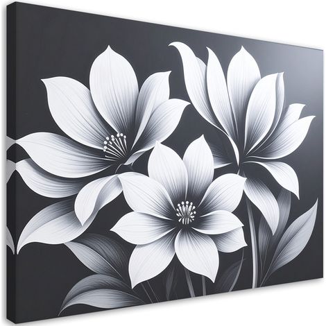 Stampe su Tela, Fiori bianchi su sfondo nero - 30x20 (1/2)