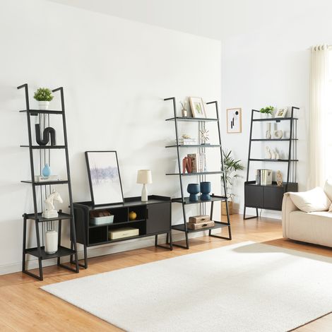 Möbelset Storfjord 4-tlg. 3x Leiterregal, 1x TV Schrank [en.casa]