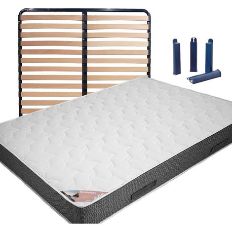 BERMUDES - Pack Matelas + AltoLattes 140x190 + Pieds (1/5)